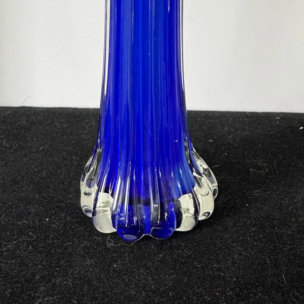 Vintage (MCM)Handblown Cobalt Blue  glass bud vase 11.5”h